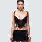Ginan Black Glitter Velvet Corset Top model front