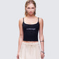 Kacie Black Slogan Cami Top model front