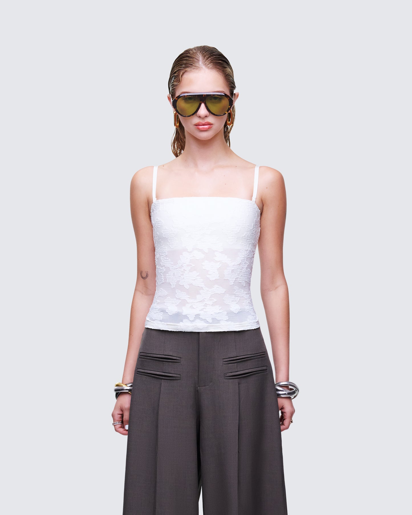 Sybil White Detachable Cami Top