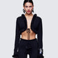 Shoshana Black Fur Trimmed Bow Tied Cardigan model front