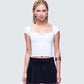 Levi White Slogan Scoop Neck Tee model front