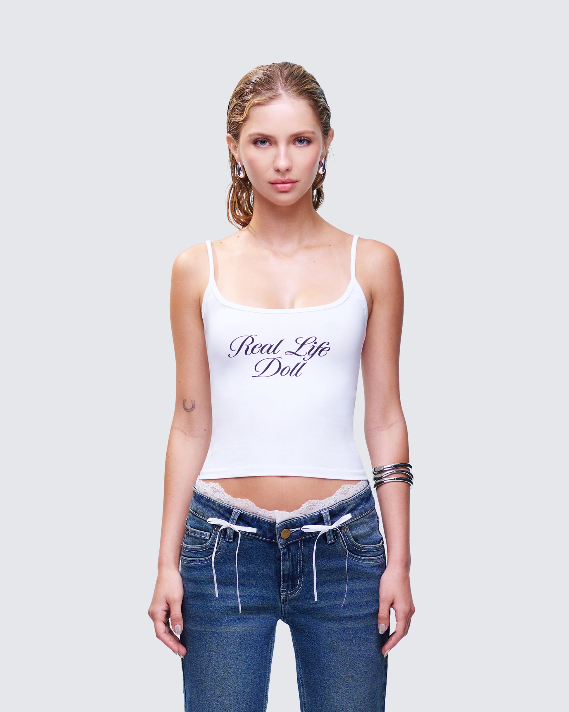 Atara White Slogan Cami Top