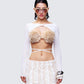 Eyra White Mesh Faux Fur Bust Wrap Top