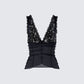 Hyacinth Black Floral Bow Detail Top