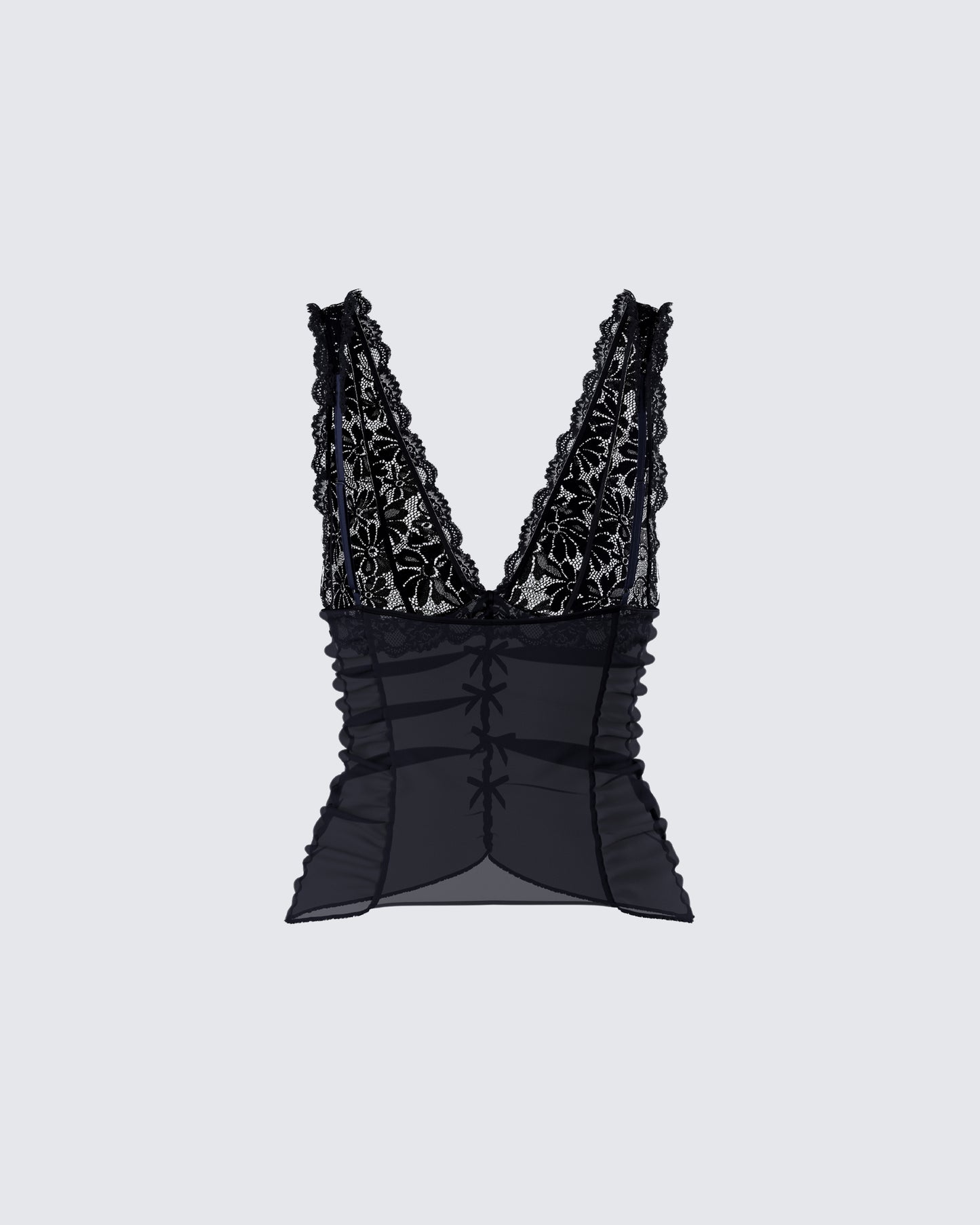Hyacinth Black Floral Bow Detail Top