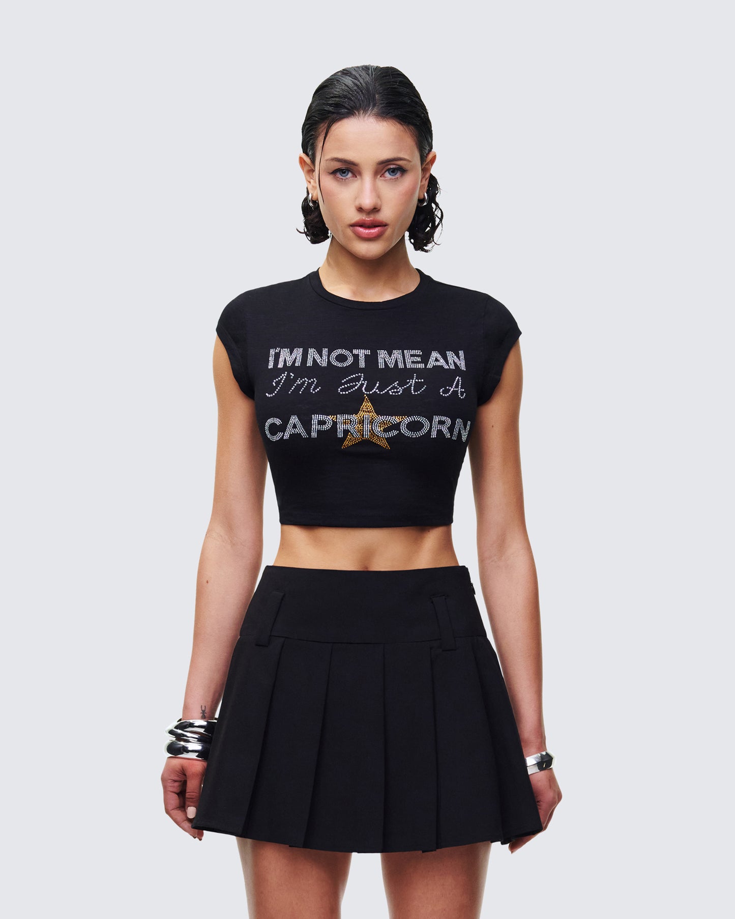 Clea Black Capricorn Graphic Top