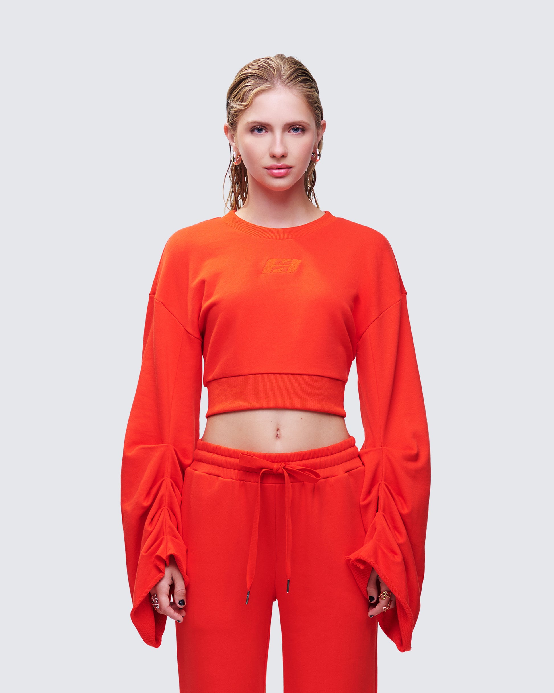 Una Red Stacked Sleeve Sweatshirt