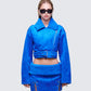 Ramona Blue Vegan Shearling Jacket model front