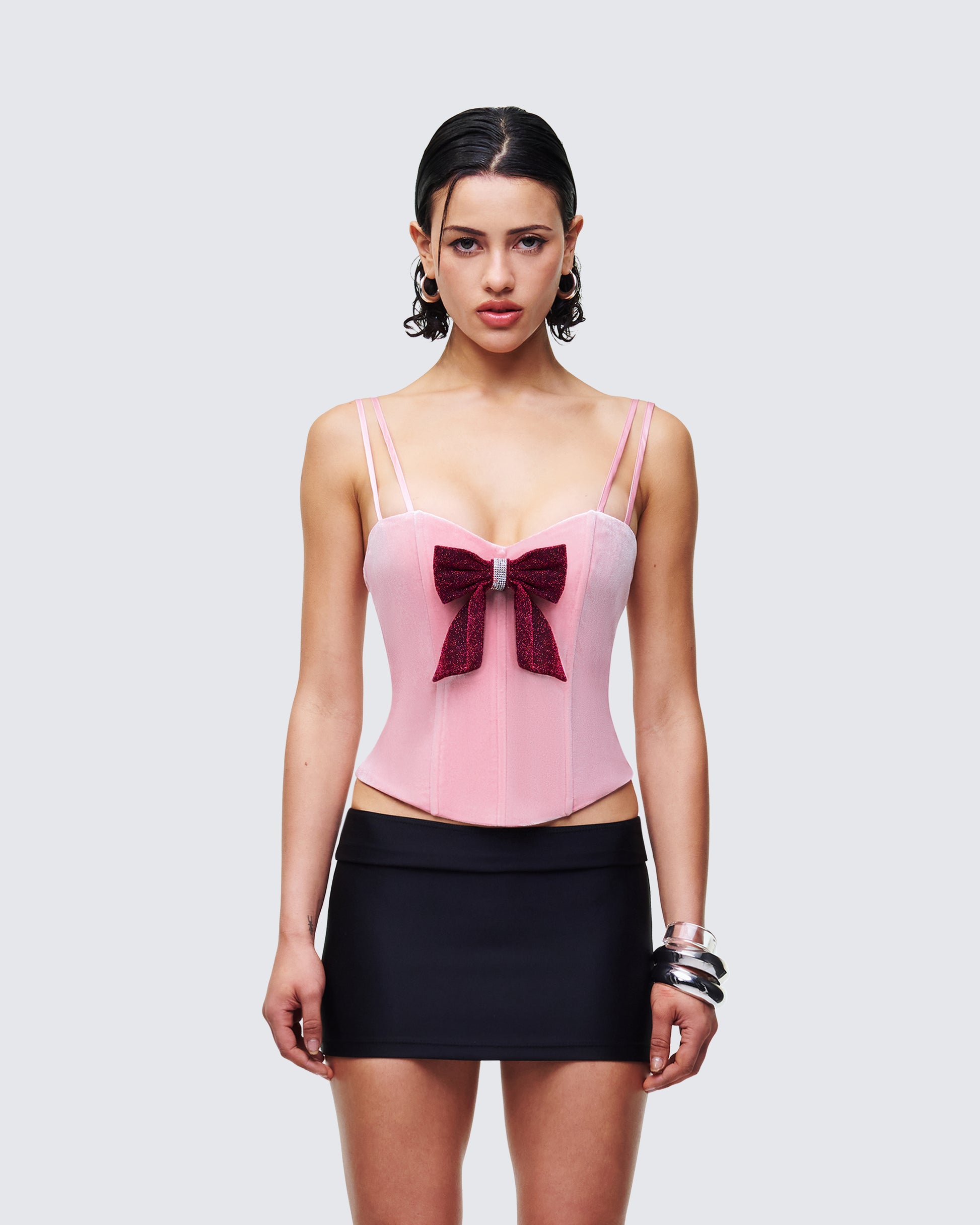 Women's pink corset top front view – FINESSE