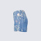 Kian Blue Denim Lace Overlay Shorts