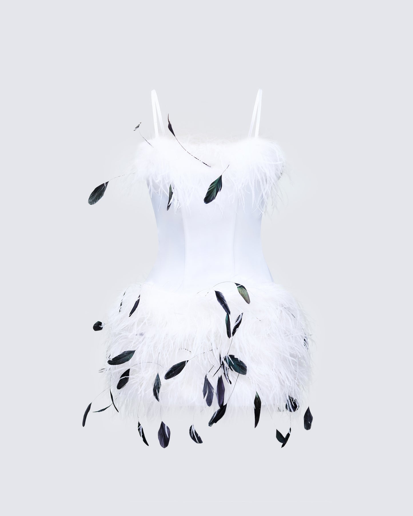 Meadow White Feather Backless Mini Dress front
