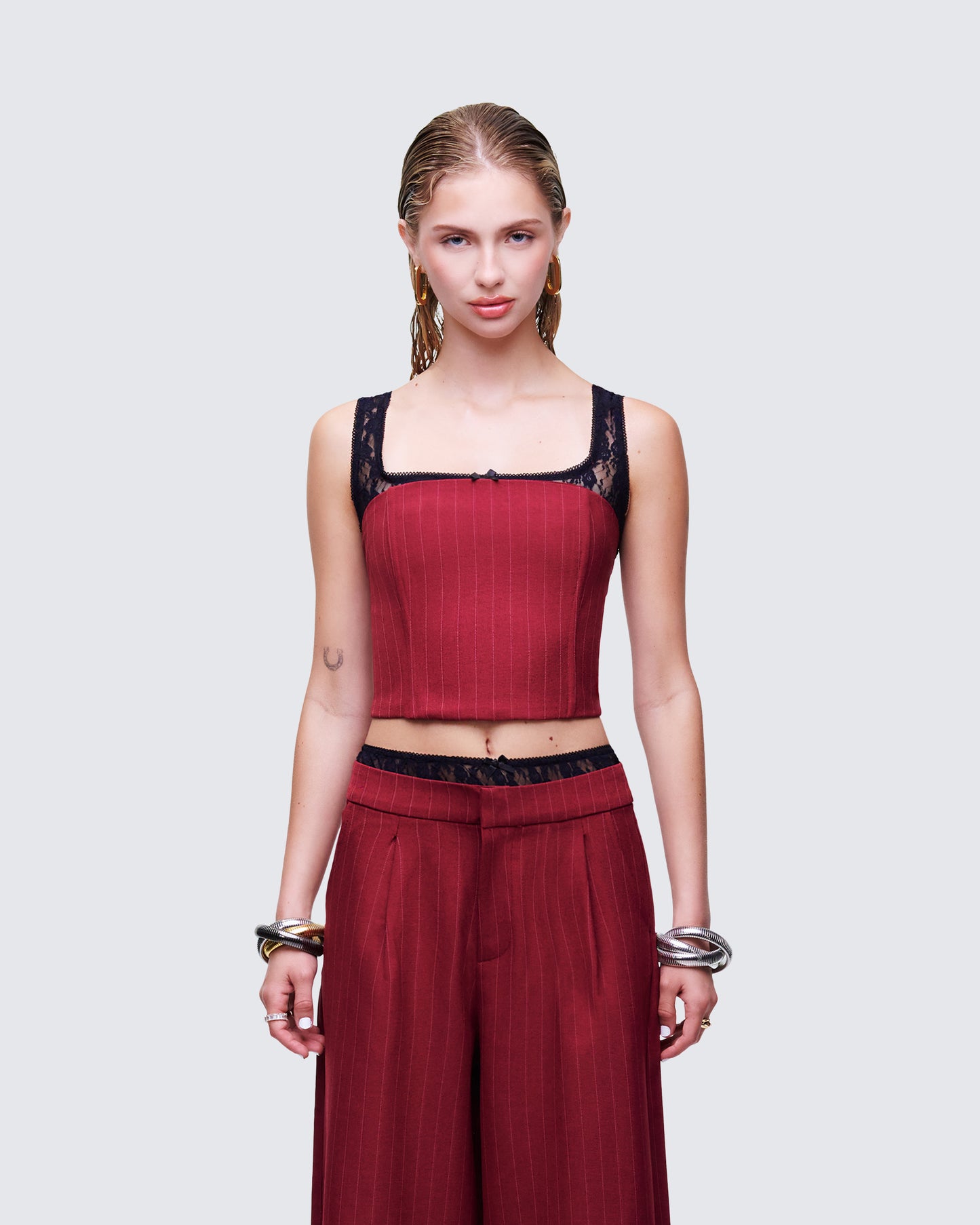 Scarlette Red Pinstripe Corset Top