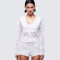 Keturah White Embroidered Lace Cardigan model front