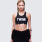 Maxine Black Graphic Cut Off Tank model front