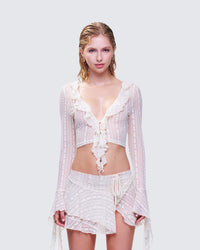 Maeve Ivory Lace Ruffle Top