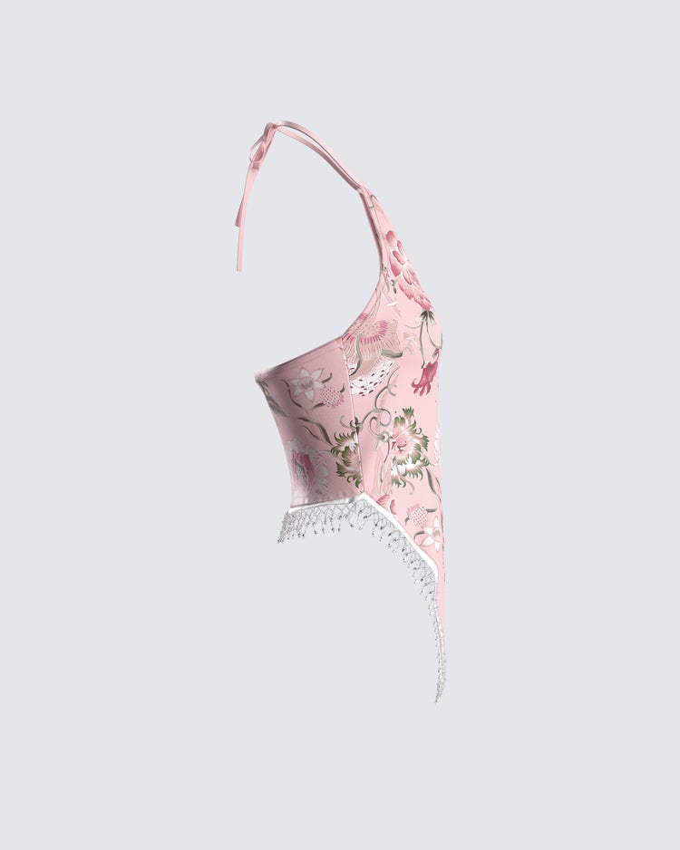Edda Pink Print Halter Top