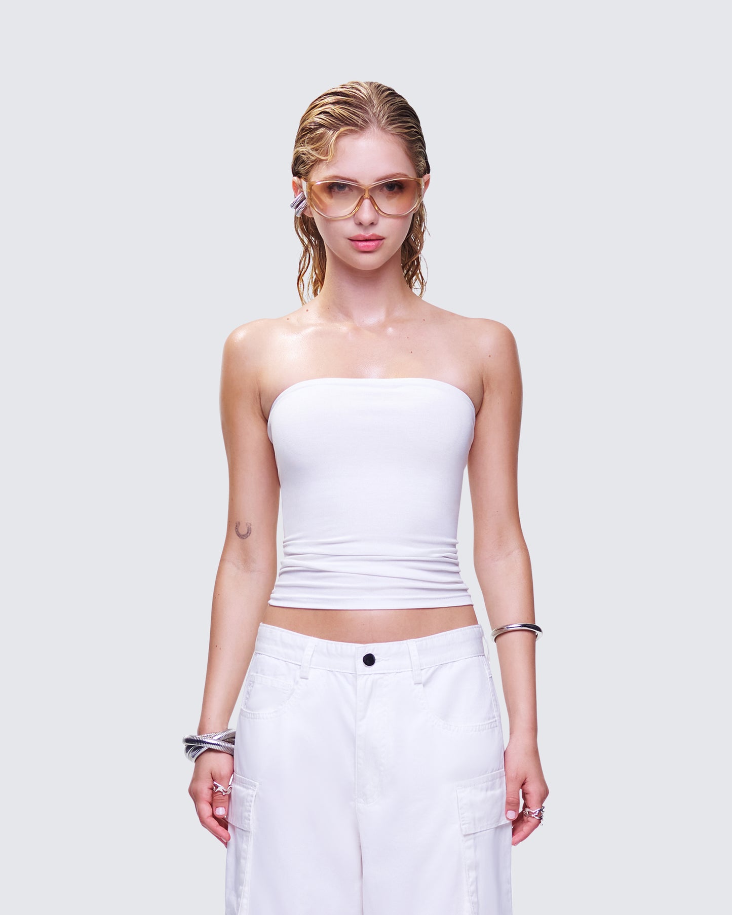 Aaliyah White Jersey Tube Top