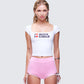 Zoya White Slogan Scoop Neck Tee model front