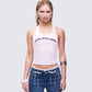 Joel Pink Ribbed Slogan Tank model front