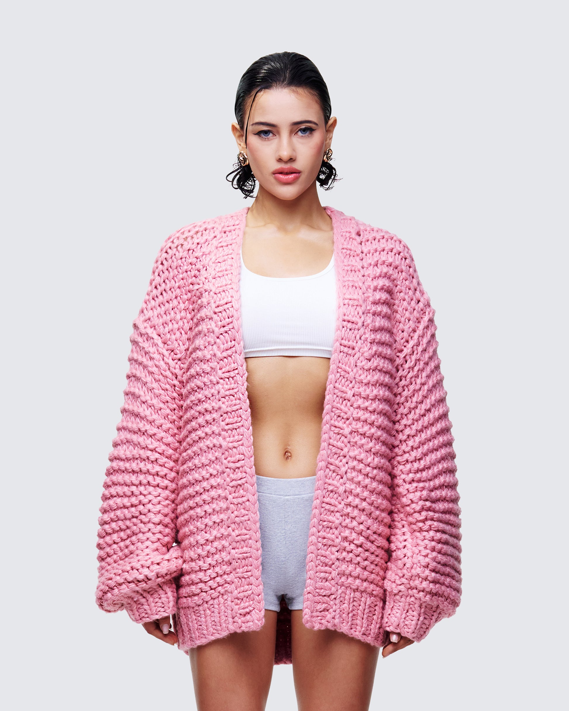 Blaise Pink Chunky Hand Knit Cardigan