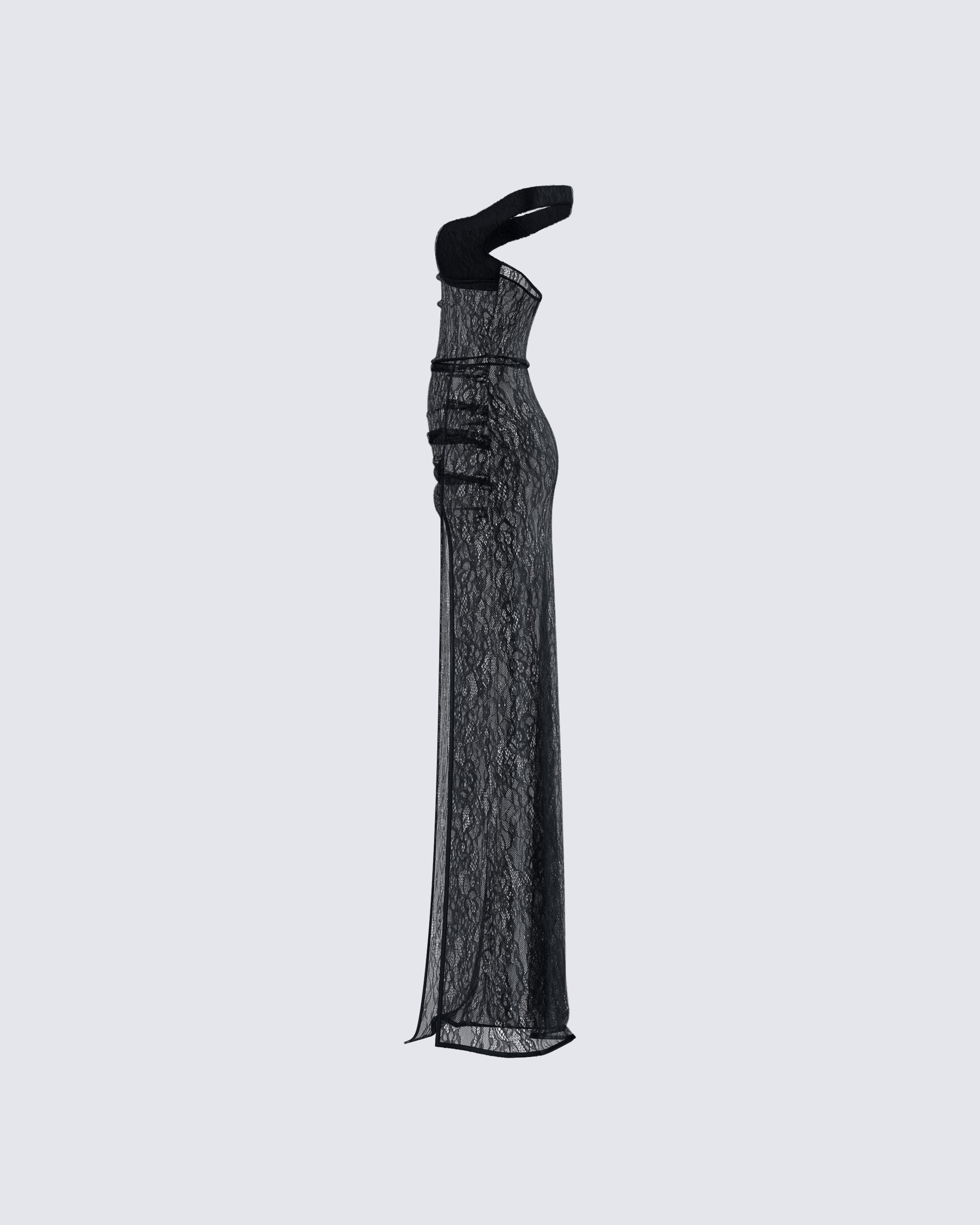 Black Lace Maxi Dress - Off Shoulder Bardot Gown FINESSE Black Lace Maxi Dress - Off Shoulder Bardot Gown FINESSE