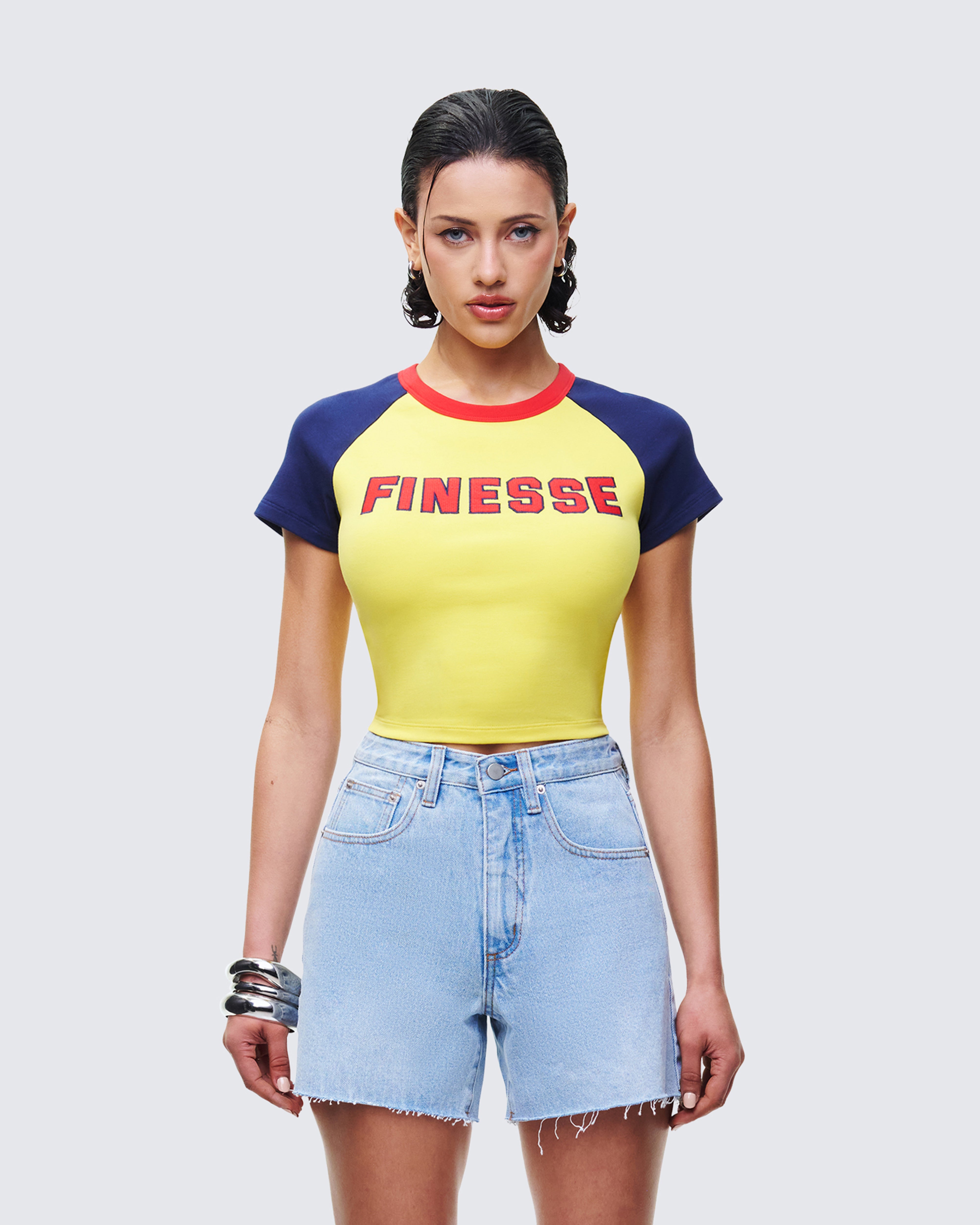 Amber Yellow Jersey Graphic Top – FINESSE