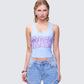 Nixie Blue Lace Up Graphic Tank