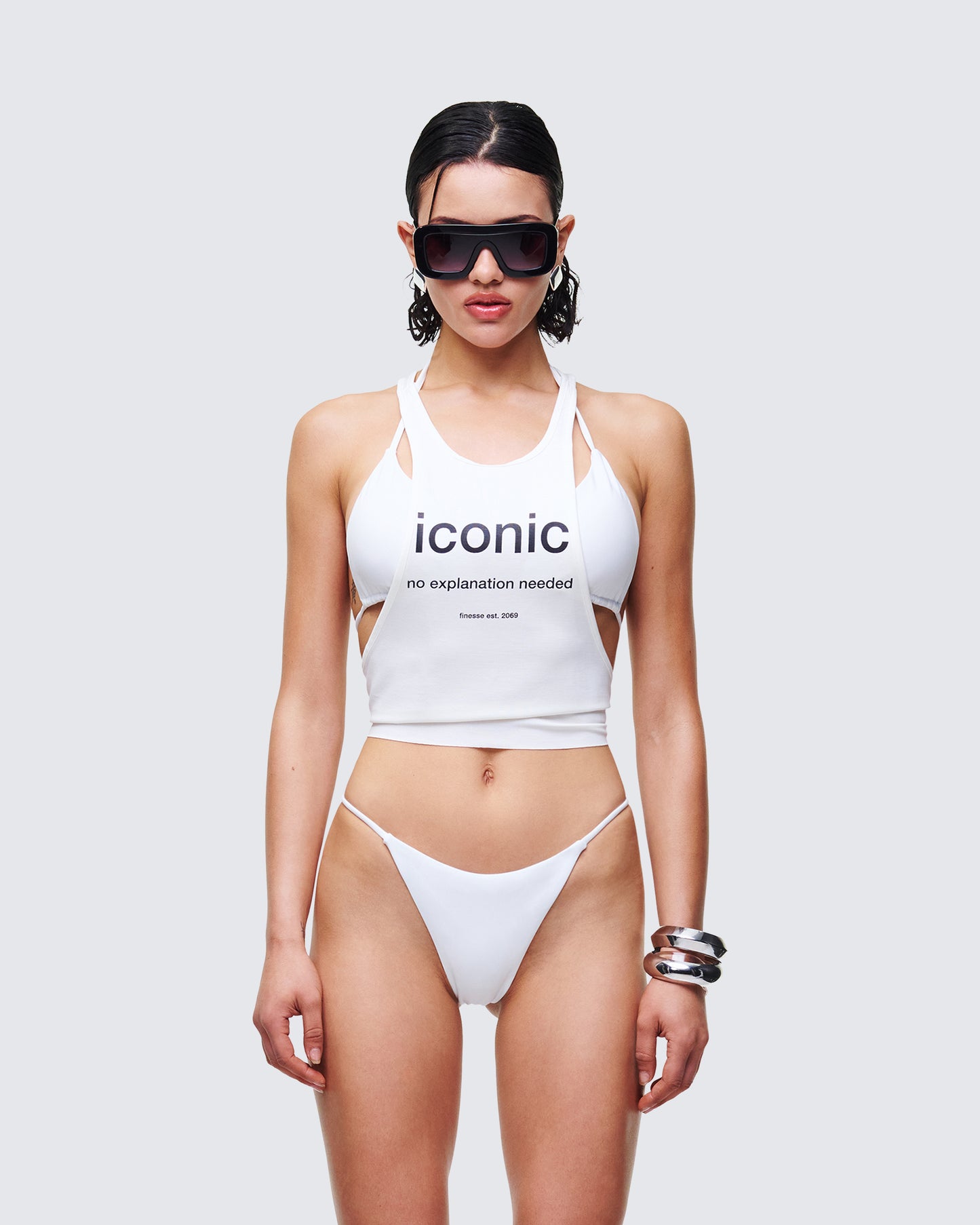 Dido White Cutaway Graphic Tank model front