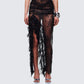 Elyra Black Lace Sheer Maxi Skirt model front