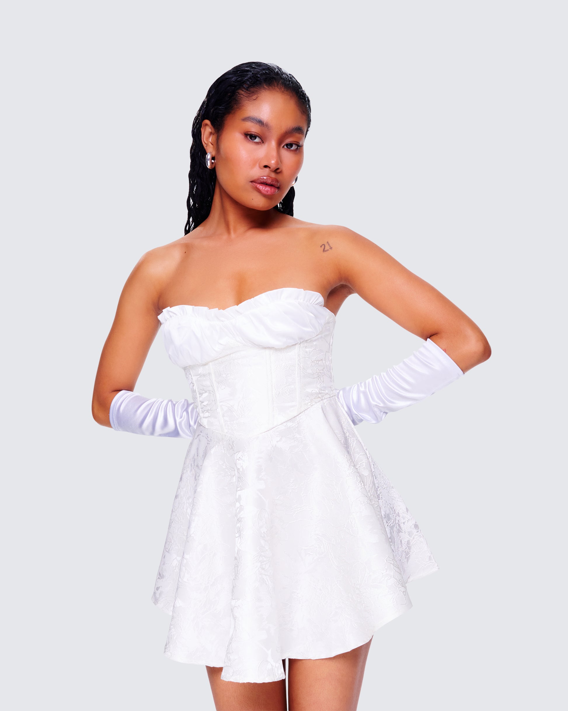 corset dress set Conjunto de Vestido Mini Always Sweet Corset - Blanco
