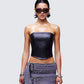 Nika Black Faux Leather Top