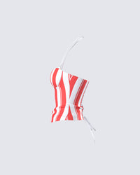 Risa Red Stripe Bustier Top