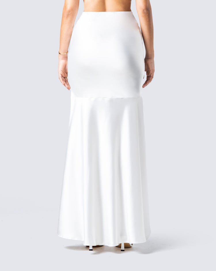 Minh White Satin Maxi Skirt