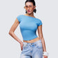 Caroline Blue Backless Top