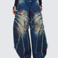 Dawn Blue Denim Floral Painted Jean
