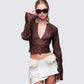 Viatrix Brown Vegan Leather Studded Jacket