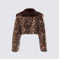 Kenza Brown Faux Leopard Fur Jacket