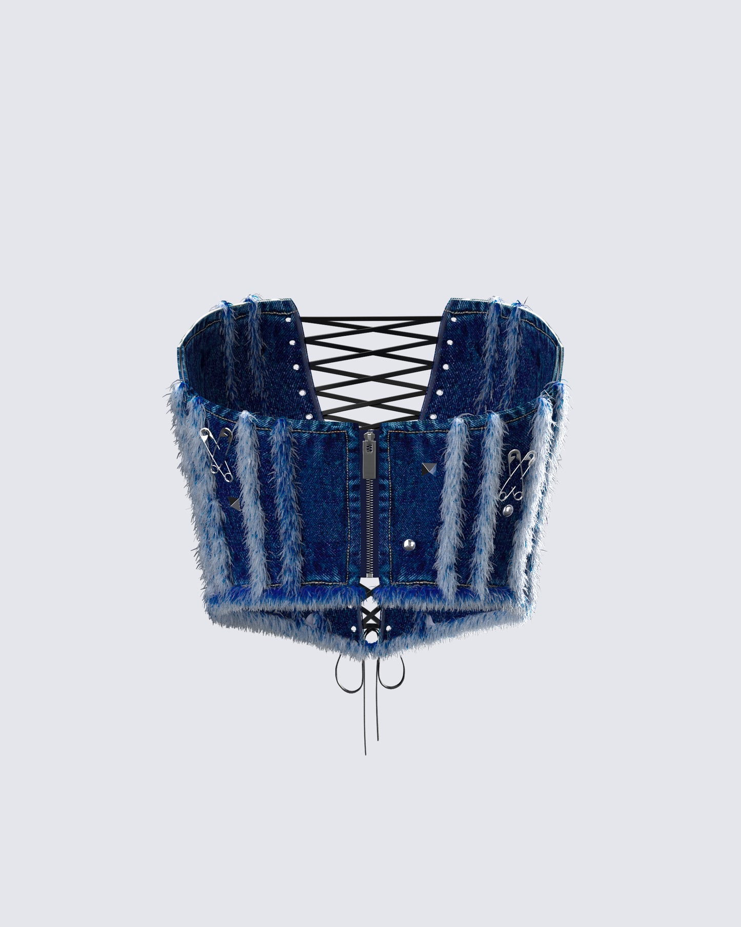 Maja Blue Denim Lace Up Corset Top