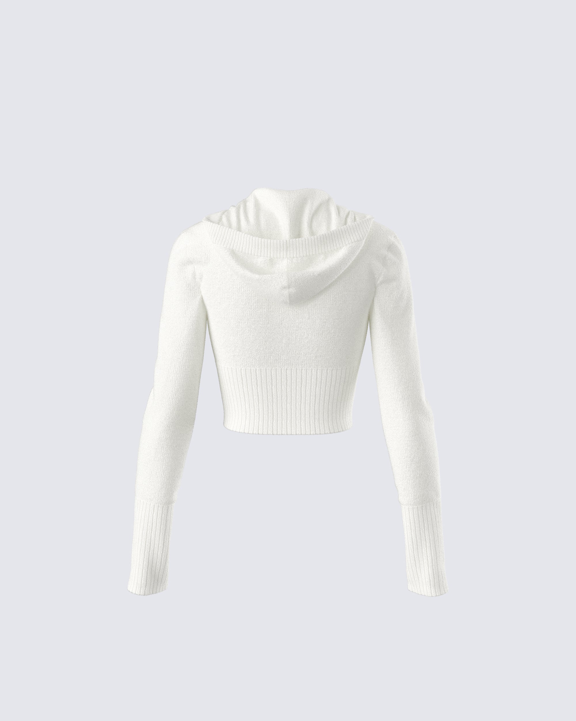 Alyssa White Knit Cropped Jacket