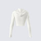 Alyssa White Knit Cropped Jacket