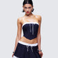 Piper Navy Pinstripe Corset Top