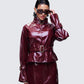 Matilde Plum Vegan Leather Buckle Detail Jacket