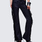 Delilah Black Denim Fringe Jeans