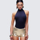 Salem Black Jersey Halter Bodysuit