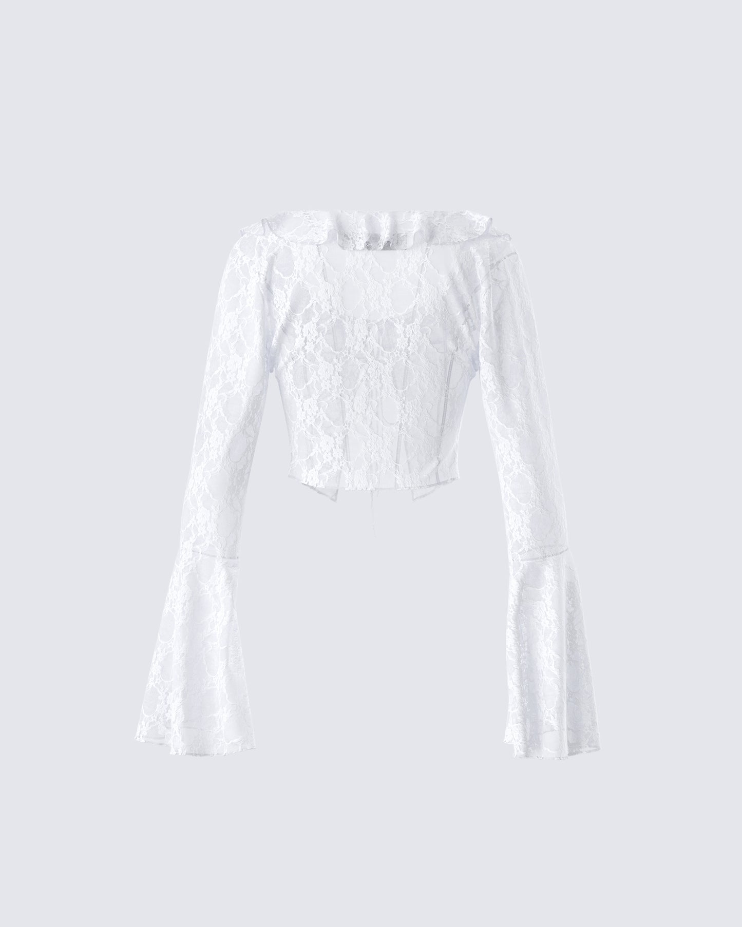 Juliet White Lace Ruffle Top