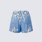 Kian Blue Denim Lace Overlay Shorts