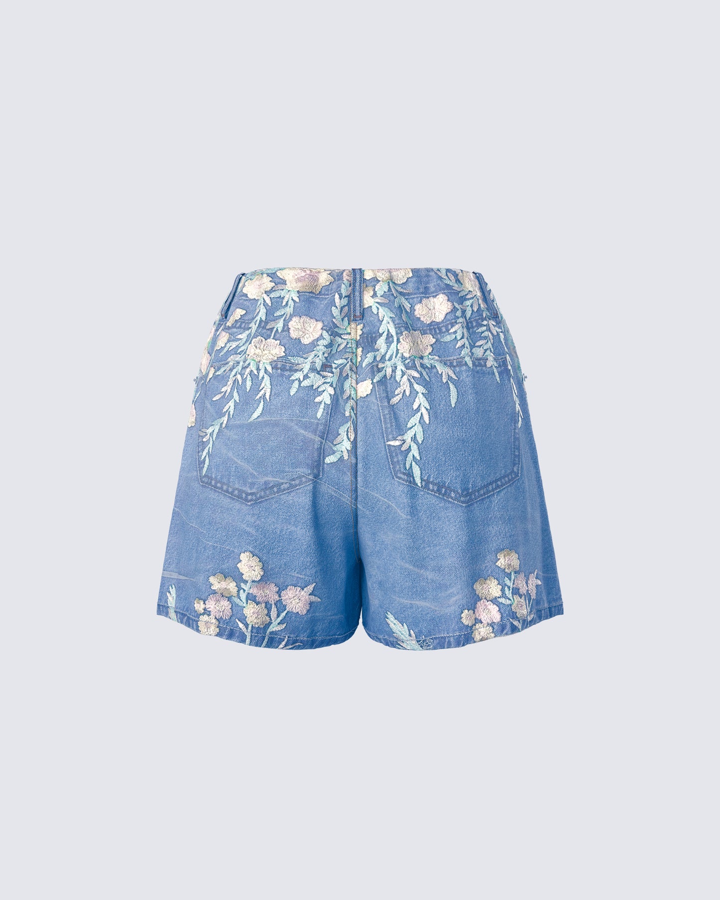 Kian Blue Denim Lace Overlay Shorts