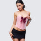 Women's pink corset top styled on model – FINESSE