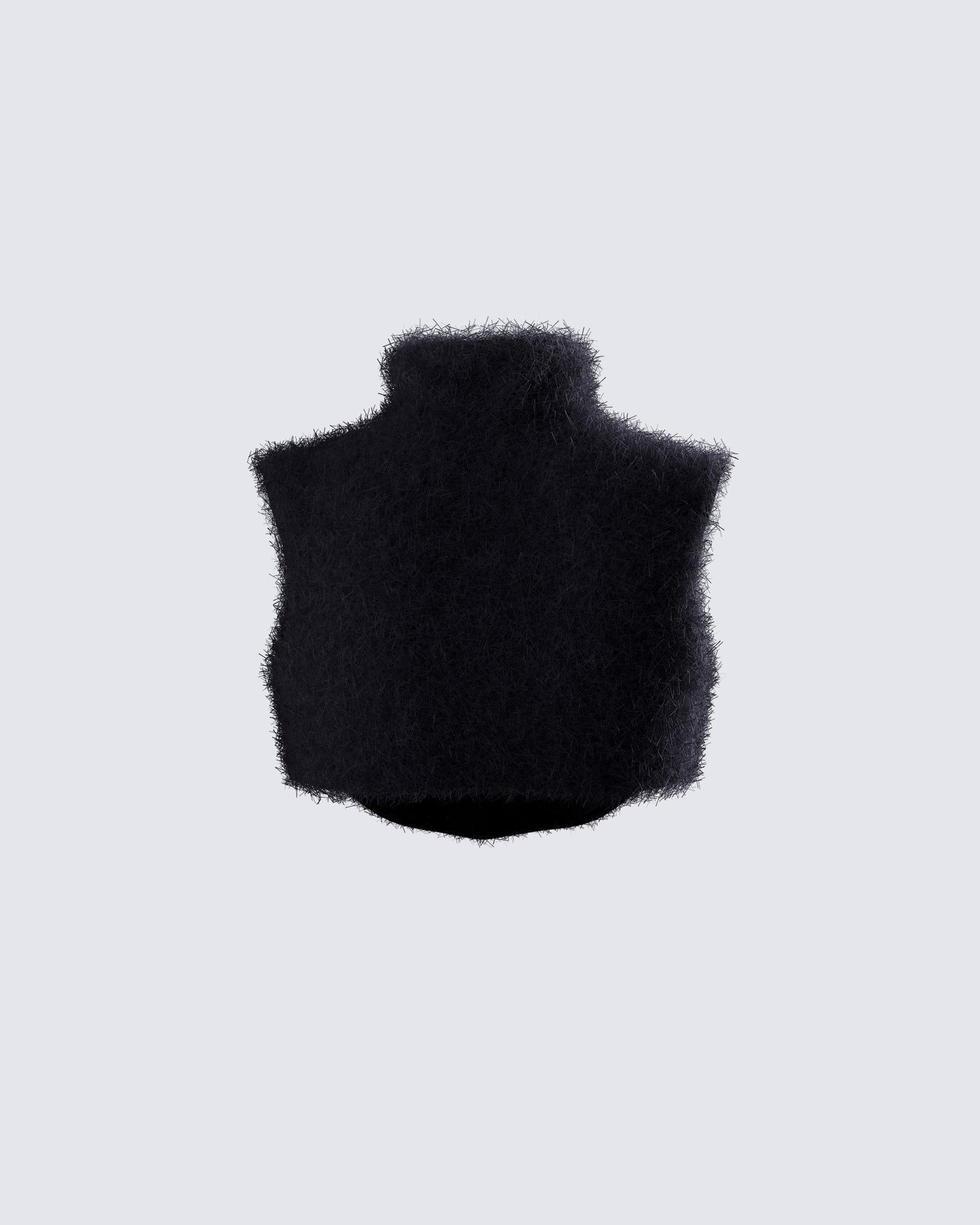 Ara Black Fuzzy Turtleneck Crop Top