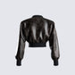 Ada Black Faux Leather Crop Jacket